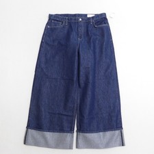 GAP Women Baggy Mid Rise Wide Leg Jeans Size 33 / 16R Shimmer Cuff Dark Wash NEW