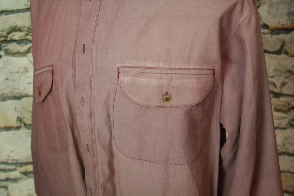 CYPRESS COVE Men’s Designer Shirt Silk Cotton Blend Mauve Rose Color Flap 2XL - Image 4 of 4