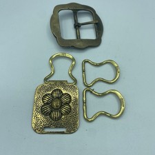 Lot Of 2 Vintage Solid Brass Belt Buckles Boho Hippie Flower 70  s