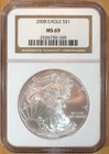 2008 US Silver Eagle $1 NGC MS69