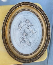 Allegorie der Astronomie by Madame Leon Bertaux; Antique Oval Wall Plaque; 1960