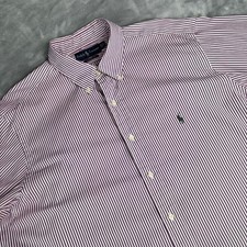 Ralph Lauren Purple Striped Button Down Shirt Men's 17 1/2 34/35 Classic Fit