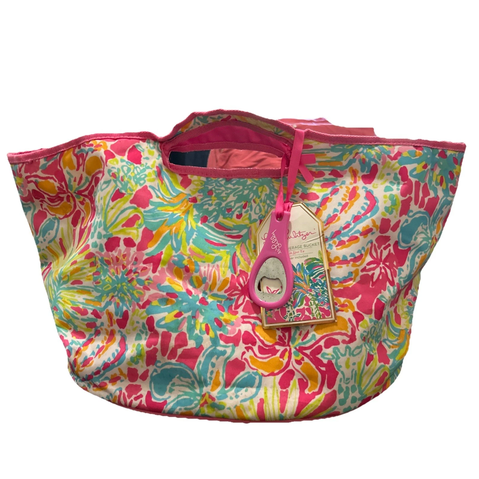 Lilly Pulitzer Spot Ya Soft Insulated Cooler Tote Beach Beverage Bucket Pink