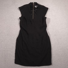 Worthington Dress Womens 10 Black Sheath Cap Sleeve Exposed Zip Lined Workwear