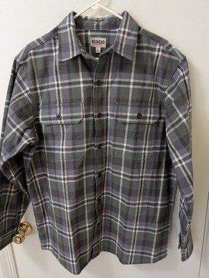 Sz L Redhead Thick Flannel Button Down Green & White