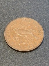 New Zealand 1959 1 Penny Elizabeth II Tūī Bird Reverse One Penny Coin