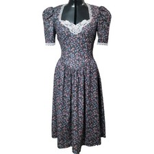 Gunne Sax Jessica Mcclintock Dress 7/9 Backless Puff Sleeve Cottage Prairie