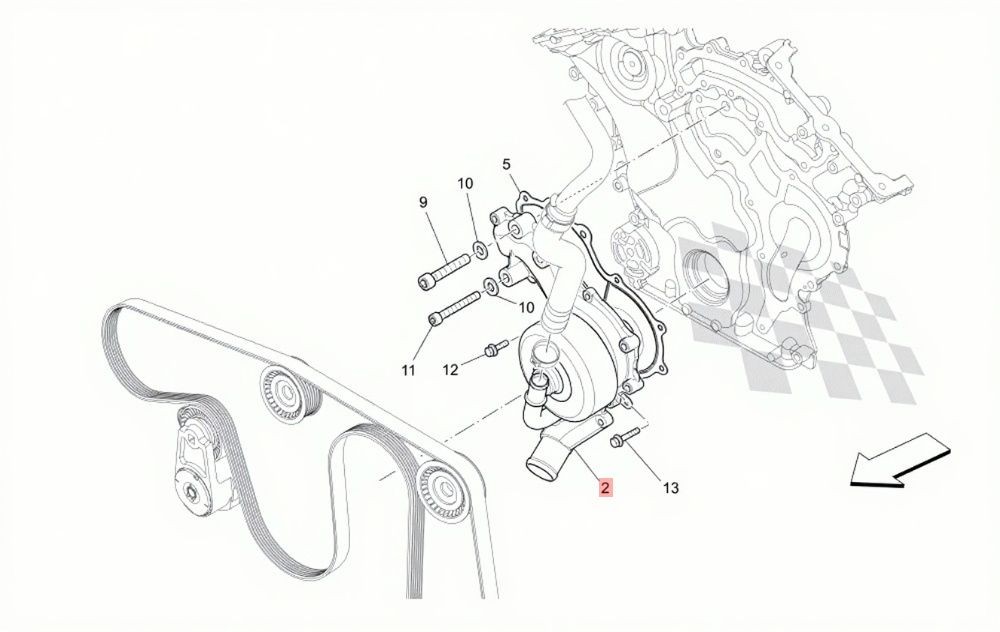 13-19 MASERATI GHIBLI QUATTROPORTE LEVANTE 3.0L ENGINE WATER PUMP ASSEMBLY OEM