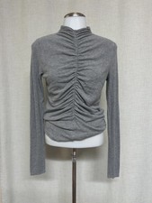 VERONICA BEARD Gray Ruched Mock Neck Long Sleeve Top Jersey Shirt blouse sz S