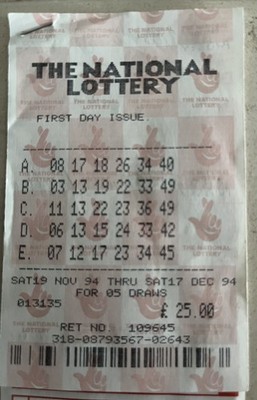 National Lottery First Day Issue Ticket Sa 19.11.1994 + Gewinnvergabe