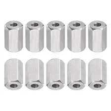 20Pack M3x0.5mmx10mm Hex Polishing Rod Coupling Nuts 304 Stainless Steel Silver