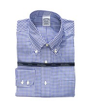 128 BROOKS BROTHERS - Blue Gingham NON-IRON Shirt - 16 - 34