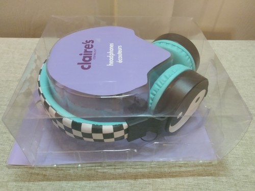 Claire's Yin Yang 3.5mm Wired Headband Ear Pad Headphones, Blue, New In Package - Picture 2 of 6