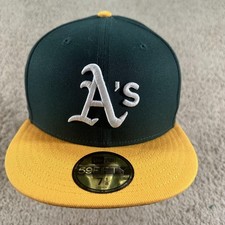 Oakland Athletics Hat Cap Fitted Mens 7 1/8 Green MLB Baseball New Era 59FIFTY