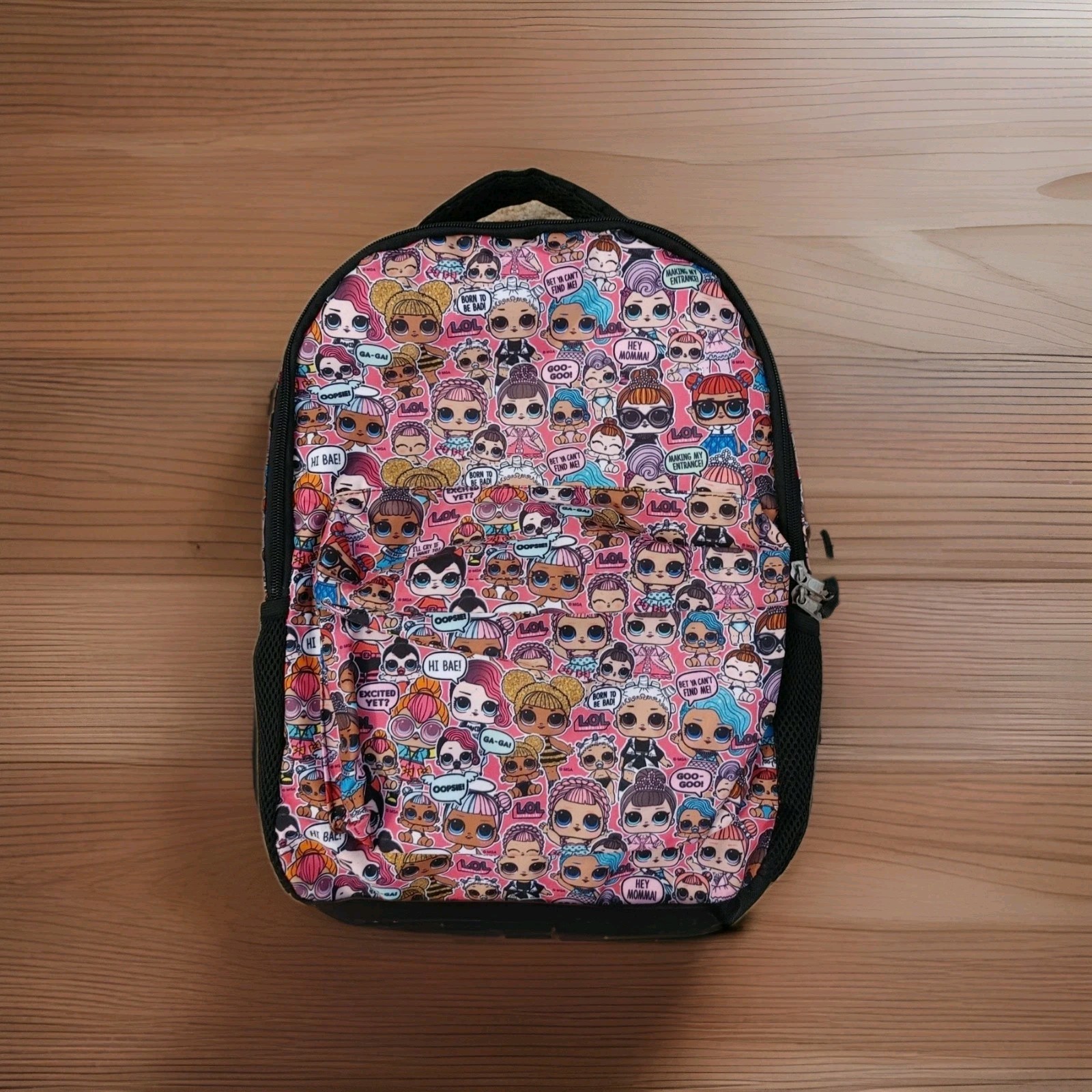 LOL Surprise Doll Backpack Book Bag Pink & Black W/ Pockets 