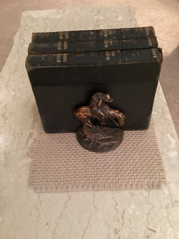 " END of the TRAIL " Book Ends, Gift House Inc, NYC, Copyright 1927