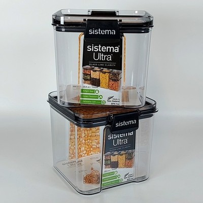 2x Sistema Tritan Square Ultra Kanister 700ml klar schwarz Kunststoff Aufbewahrung
