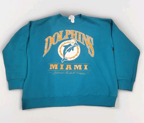 Vintage Lee Sport Nutmeg 1996 Miami Dolphins NFL Crewneck Sweater Swea