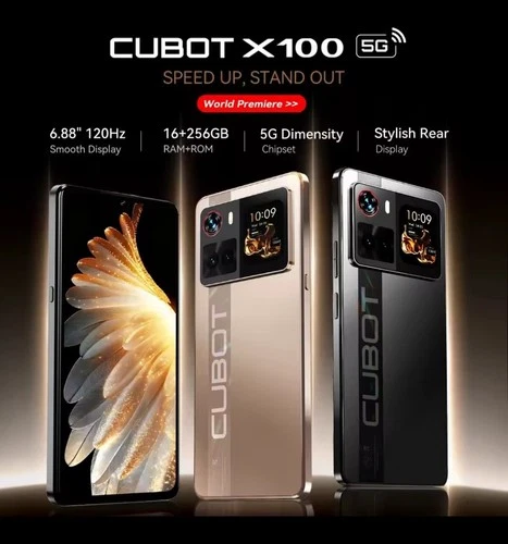 Cubot X100 5G 16+256GB Gold Dual Screen 6,88" Dual Sim 64MP NFC Android 15 Handy