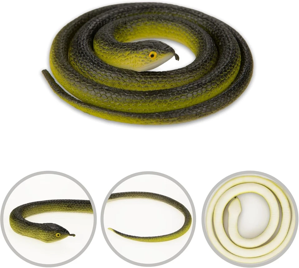 4 peças 31,5" brinquedo realista de borracha cobra falso para brincadeira, jardim... - Imagem 2 de 4