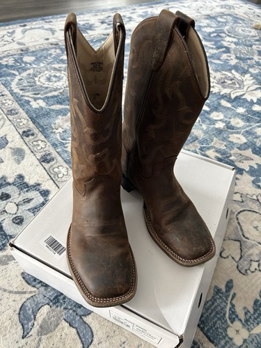 Cody James Jugend Größe 5 D braune Leder Cowboystiefel mit eckiger Spitze