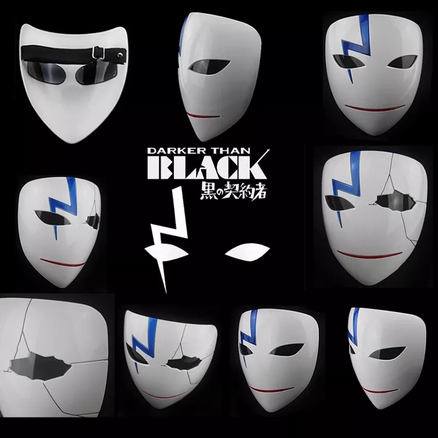 Dos Desenhos Animados japoneses Darker Than Black DTB Trovão Li Shunsheng  Resina Máscara de Halloween Traje Do Carnaval Máscaras Completa Rosto  Sorriso Branco