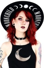 Restyle Witchy Gothic Hat - Moon Child - Wide Brim Gothic Witch Sun Hat