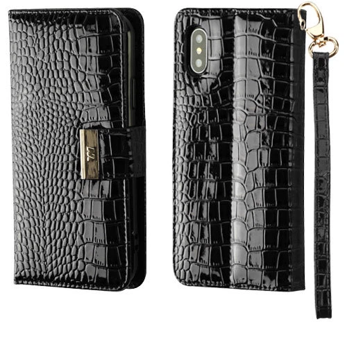 Borgoña Cocodrilo-Repujado MyJacket Cartera Estuche iPhone X/XS Foto 3 de 4