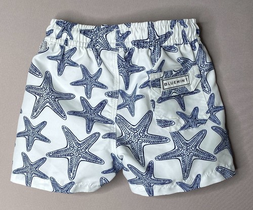 BLUEMINT Boys 2 Yrs White/Blue Starfish Print Arthus Swim Trunks - Picture 3 of 6
