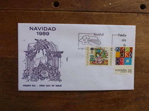 SPAIN 1989 CHRISTMAS 2 STAMPS FIRST DAY COVER