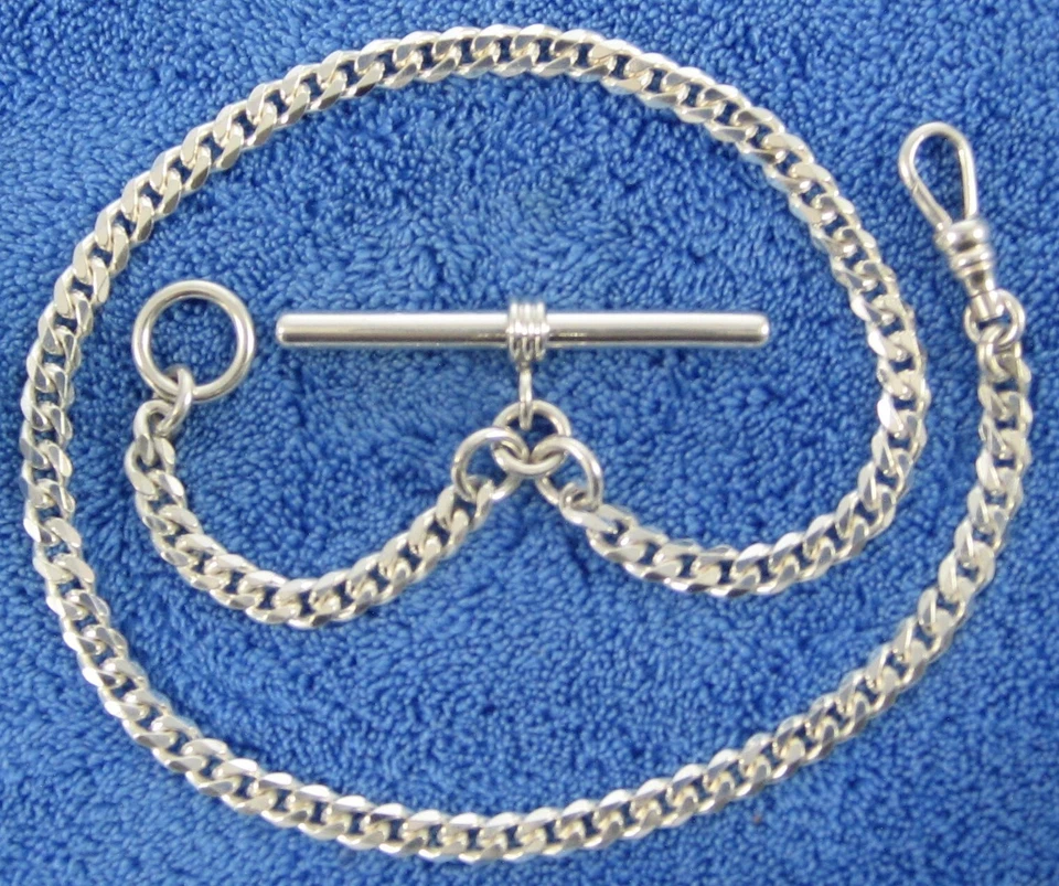 19.5 Grams, Men's Solid Sterling Silver Albert 13 Inch Pocket Watch Chain - Image 2 of 4
