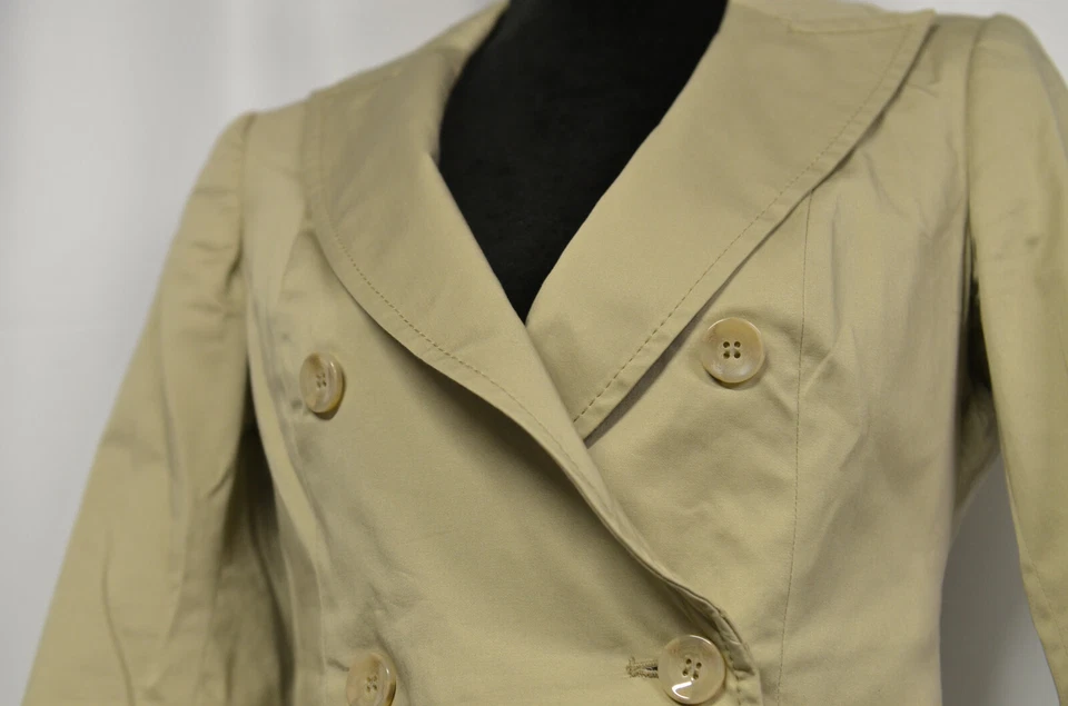 Blazer Sisley Talla 40 Beige Doble Pecho Envoltura Parcial Mezcla Algodón Forrado Chaqueta Foto 2 de 4