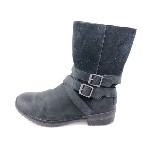 UGG Lorna Waterproof Bootie Black Suede 
