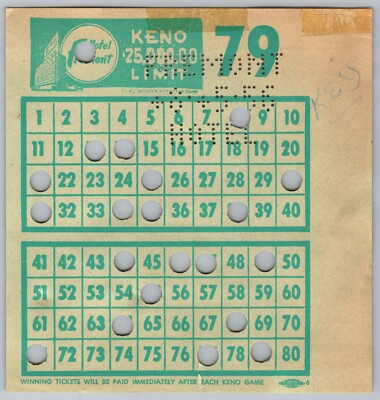 1956 First Year Open Fremont Hotel Casino Keno Key Ticket Card Paper