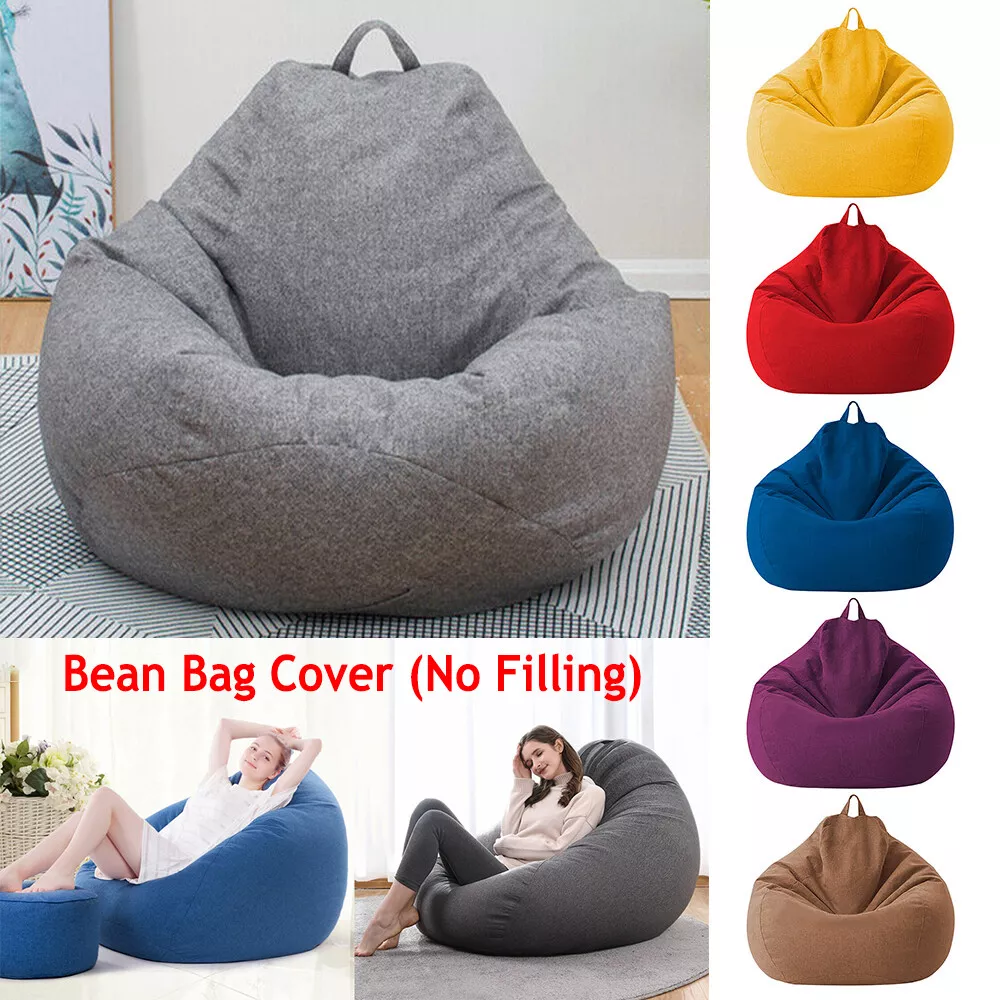 Adults/Kids Large Bean Bag Chair Couch Sofa Cover Indoor Lazy Lounger No  Filling