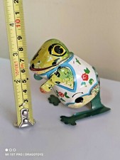 VINTAGE FROG 60's JUMPING TIN TOY METAL WIND UP ROMANIA SOVIET ERA OPEN MOUTH
