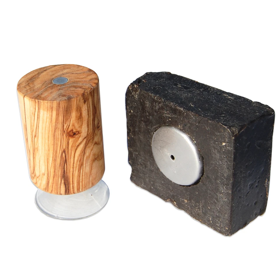 Magnetseifenhalter PISA aus Olivenholz inkl. Saugnapf und Seifenplättchen - Bild 2 von 3