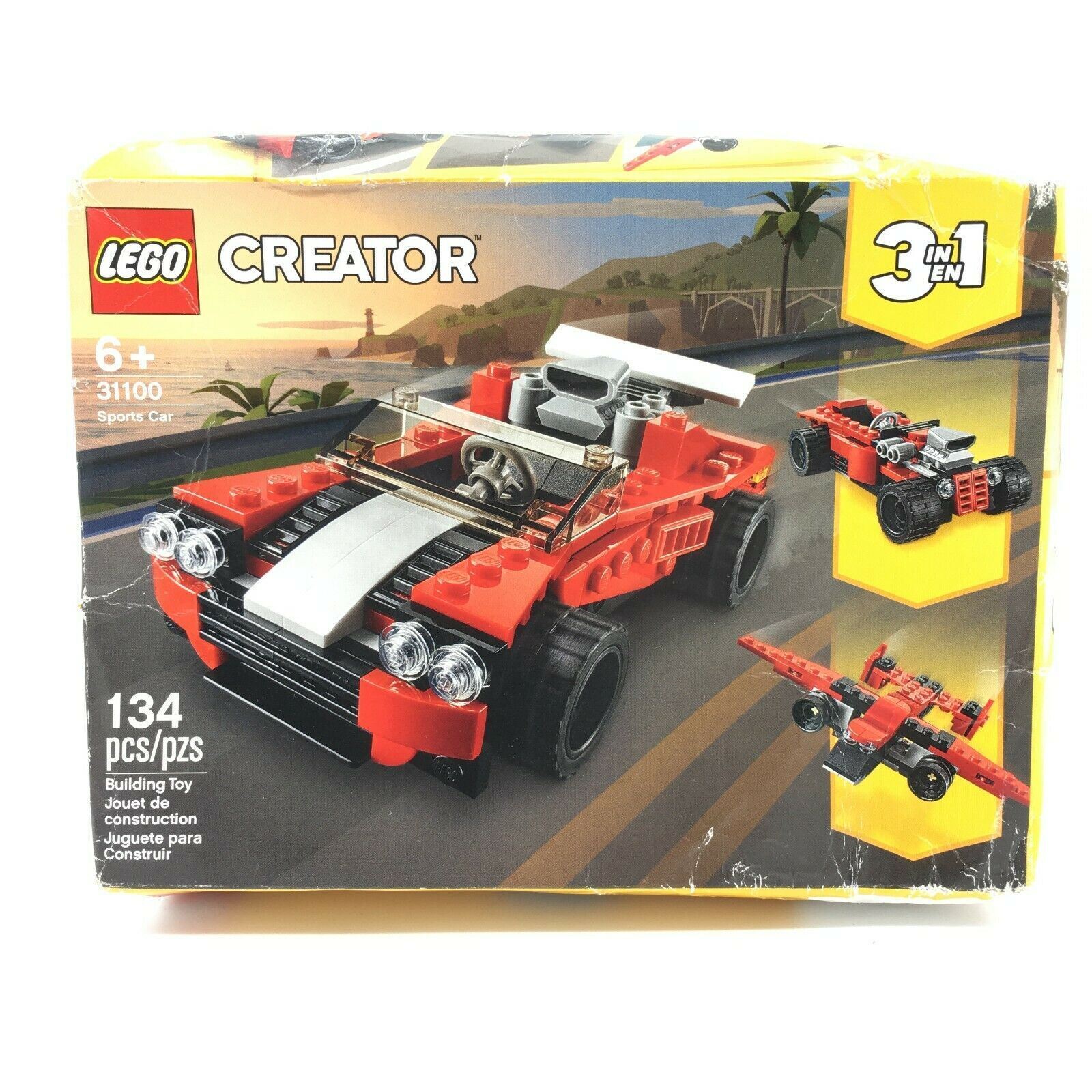 LEGO Creator in Set di giocattoli da costruzione aereo per auto  sportive e canna calda 134 pezzi NUOVO