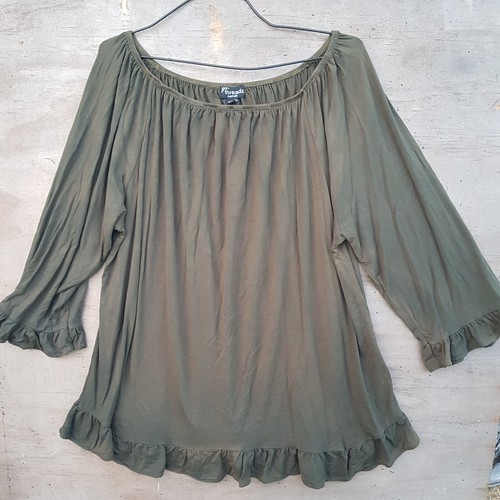 Threadz Womens Blouse Tunic Top Size 3XL Olive green 3/4 Sleeve - Picture 6 of 13