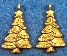 50Pcs. WHOLESALE Tibetan Antique Gold CHRISTMAS TREE Charms Pendants Drops Q0522