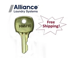 HMV10 Key that fits factory locks on Speed Queen, Huebschm and Unimac - Alliance