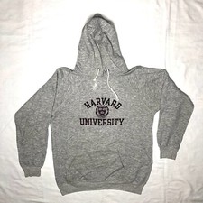 Vintage Champion Harvard University Crimson Crest Logo Gray Hoodie Sweatshirt L