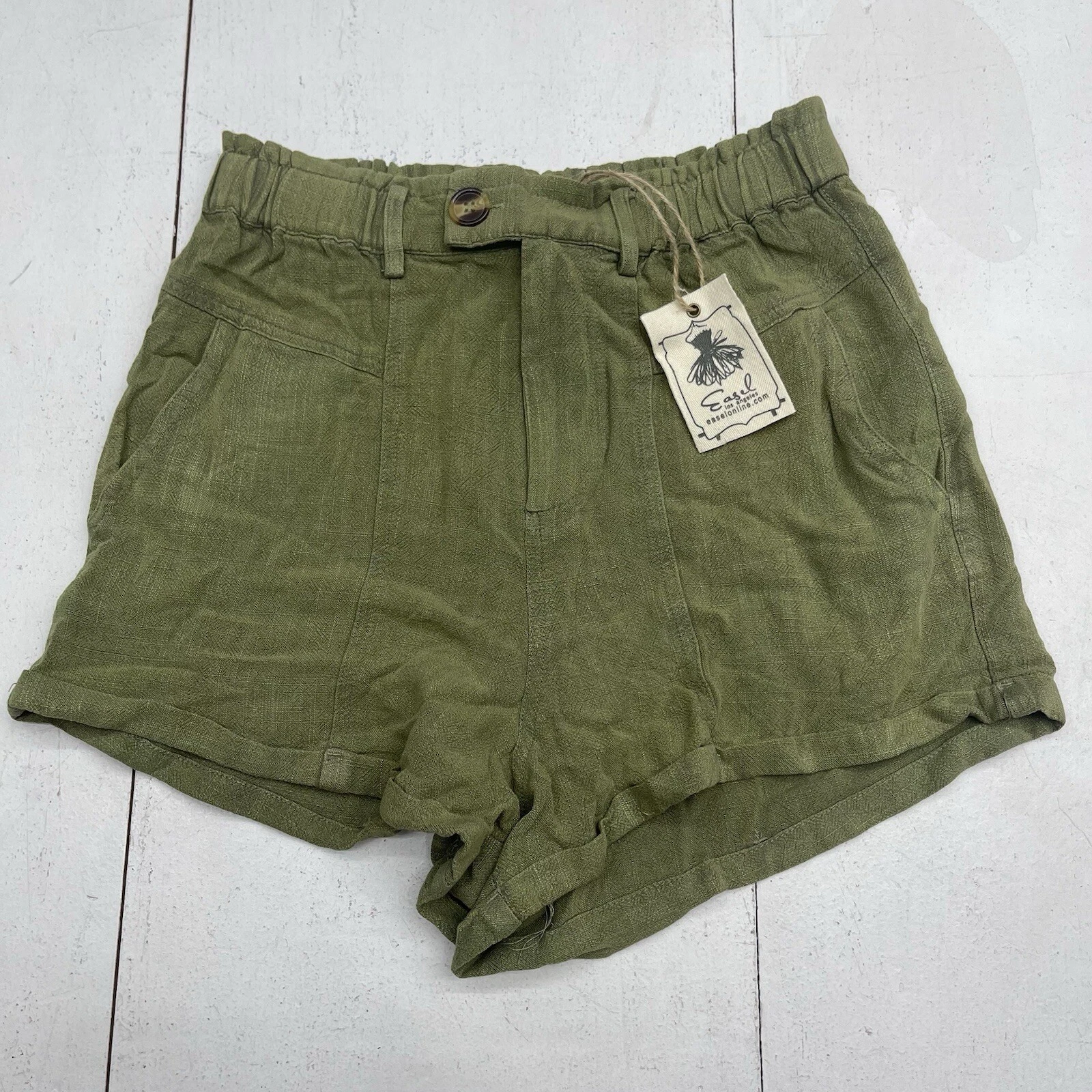 Easel Los Angeles Green Linen Blend Shorts Women’s Size Small