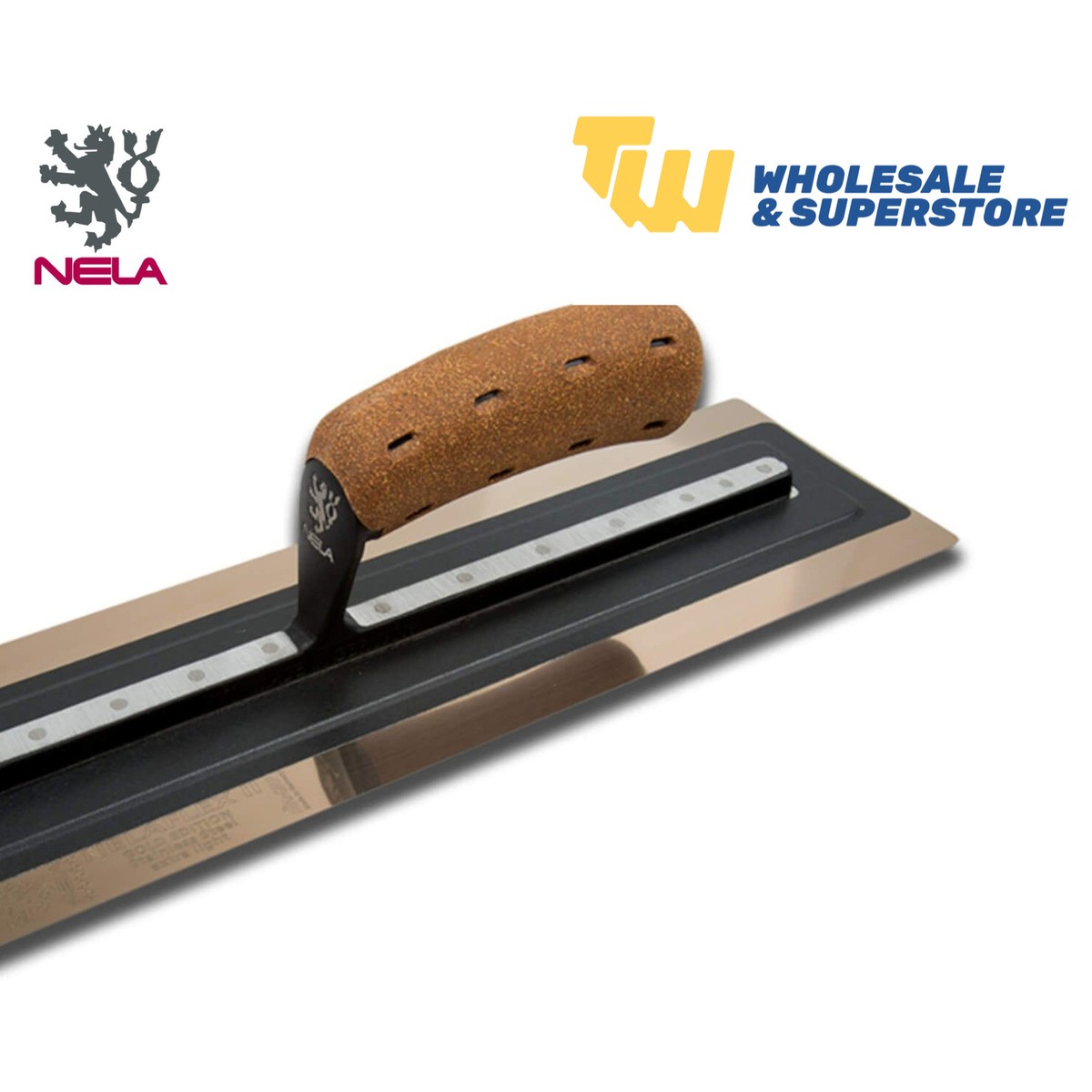 Pala De Yeso NELA 18 NelaFLEX II Gold – 45,72 X 10,9 Cm, Hoja Flexible De Acero Inoxidable, Mango Ergonómico De Corcho