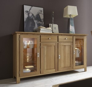 Sideboard Anrichte Vitrine Esszimmer Wohnzimmerschrank Eiche Massiv Geolt Ebay