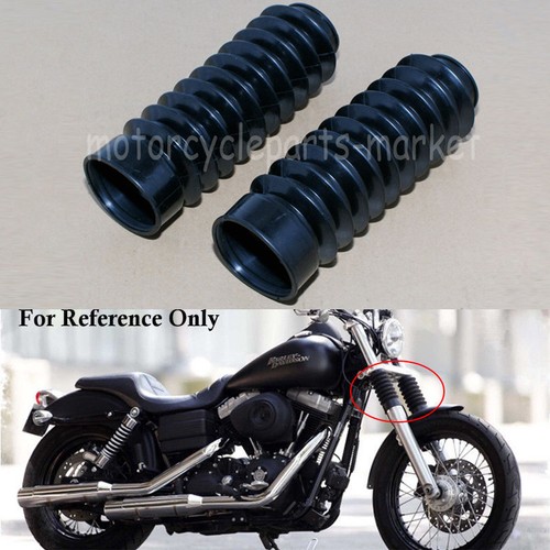 2x Black 49mm Fork Boots For Harley 