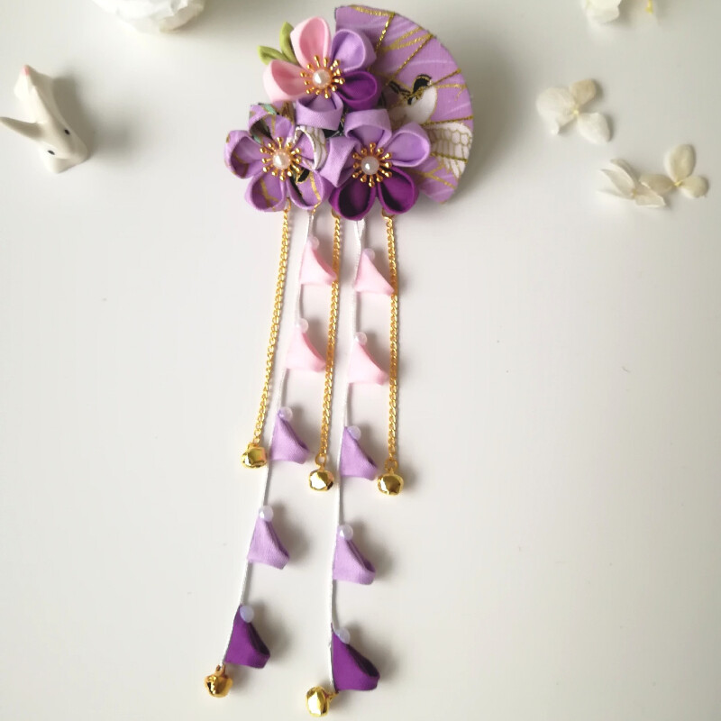 Handgefertigter Haarclip Mit Sakura-Kirschblüte Aus Stoff - Japanisches Accessoire Für Kimono Oder Freizeit