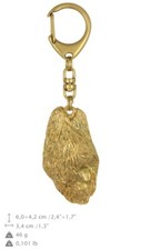 Briard type 2 - gold plated keyring with dog, high quality, Art Dog IE