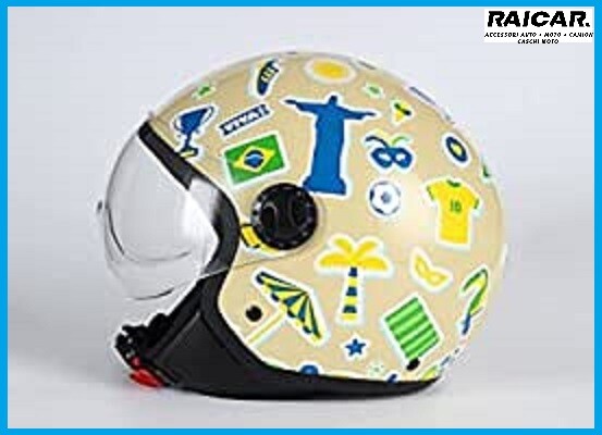 Casco Moto Scooter BHR 801 Brasile Visiera Occhiale sfoderabile TG XS S M L XL