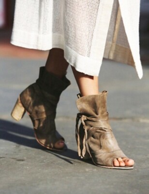 open toe suede bootie